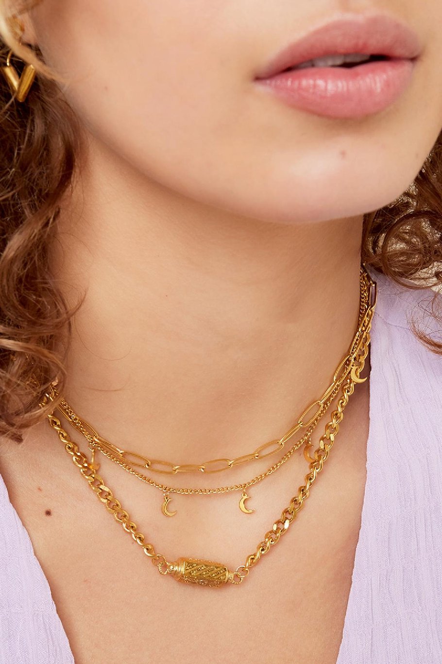Necklace Chain Moon Gold Color Stainless Steel Picture3